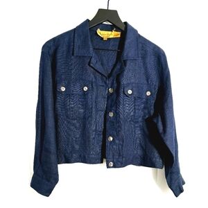 Classiques Entier 100% Linen Long Sleeves Crop Women's Jacket Size S